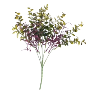 FL762 C | Rama decorativa verde olivo con ramajes malva
