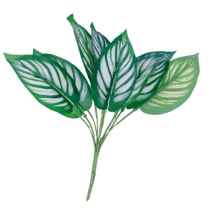 FL531 | Follaje decorativo verde de hojas veteadas en blanco