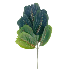 FL657 | Follaje decorativo verde de hojas veteadas con acentos vino