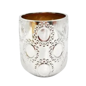 AD1575-P | Jarrón plateado con relieves circulares decorativos
