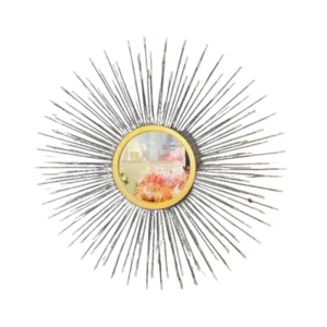 AD1882 | Espejo decorativo plateado con diseño tipo sol radial