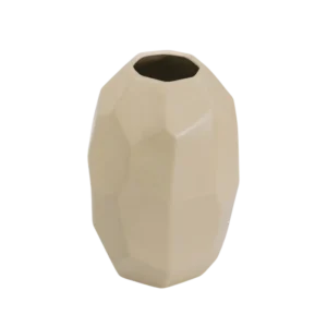 AD2017-2 | Jarrón beige facetado de diseño geométrico elegante