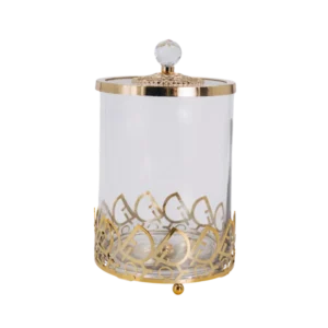 AD2053-2D | Bombonera blanca con detalles dorados ornamentales