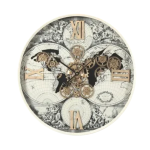 AD2118 | Reloj decorativo clásico con mapas y engranajes