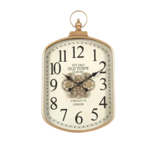 AD2119 | Reloj decorativo vintage marfil con engranajes visibles