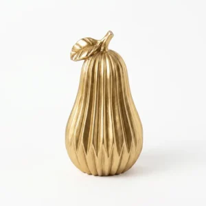 AD2192 | Pera decorativa dorada con relieve vertical