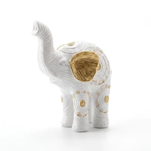 AD2203 | Elefante pequeño blanco y dorado con relieves
