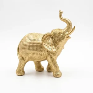 AD2205 | Elefante dorado compacto con textura cuadriculada