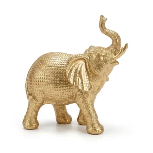 AD2206 | Elefante dorado grande con trompa elevada