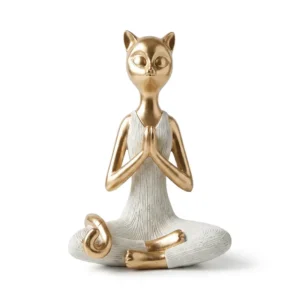 AD2209 | Escultura de gato en postura de saludo zen