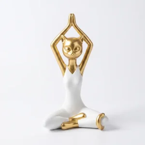 AD2210 | Escultura de gato en postura de yoga elevada