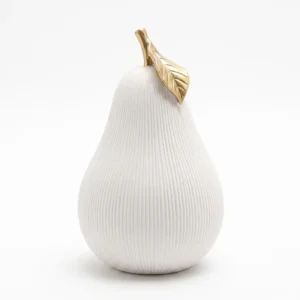 AD2213 | Pera blanca acanalada con hoja dorada