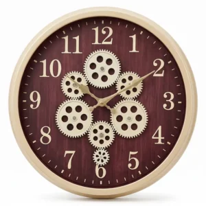 AD2219-D | Reloj decorativo vino con engranajes dorados
