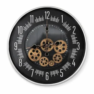 AD2221-N | Reloj negro con engranajes dorados