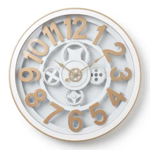 AD2223-D | Reloj blanco con números dorados de gran formato