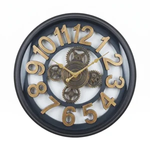 AD2227 | Reloj negro con números dorados y engranajes