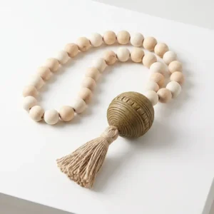 AD2232 | Cadena de esferas de madera con borla