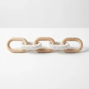 AD2242 | Cadena de madera con eslabones revestidos en blanco