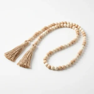 AD2245 | Cadena de madera natural con dos borlas