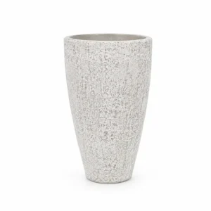 AD2272 | Matera alta blanca con textura efecto piedra