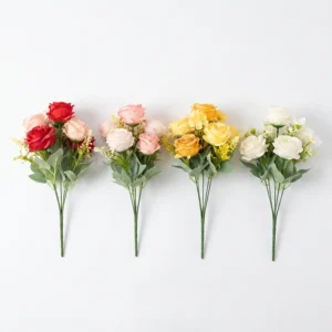 FL831 | Ramito de rosas artificiales multicolor con cinco flores