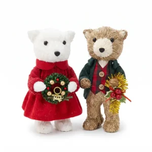 Oso navideño decorativo en dos estilos con atuendo festivo