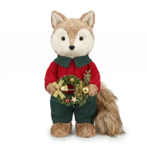 Zorro navideño decorativo con atuendo rojo y verde