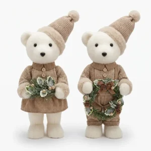 Oso navideño decorativo en dos estilos beige