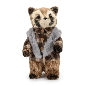 Mapache navideño con abrigo a cuadros