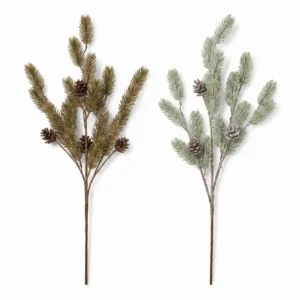 Espiga decorativa con piñas en tonos otoñal y ártico