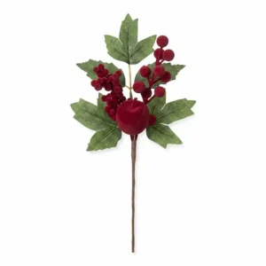 Espiga navideña con berries aterciopeladas y follaje verde