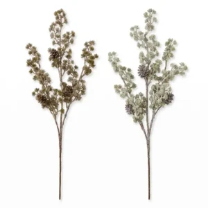 Espiga decorativa con piñas en acabado otoñal y ártico