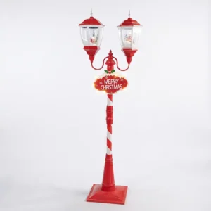 Farol doble navideño Candy rojo con luces